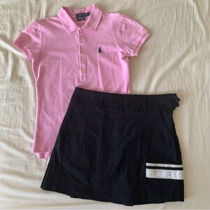 Polo Ralph Lauren Pink Polo Shirt and Pearly Gates Black Skirt Set Golf